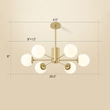 Opal Glass Radial Chandelier - Postmodern Style Pendant Light For Living Room