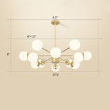Opal Glass Radial Chandelier - Postmodern Style Pendant Light For Living Room