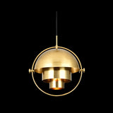Modern Metal Pendant Light For Restaurants: Rollover Quart-Sphere Design Gold