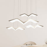 Seagull Multi Light Pendant: Sleek Acrylic Shade Led Hanging Lamp In White (2/3/4/5 Seater)