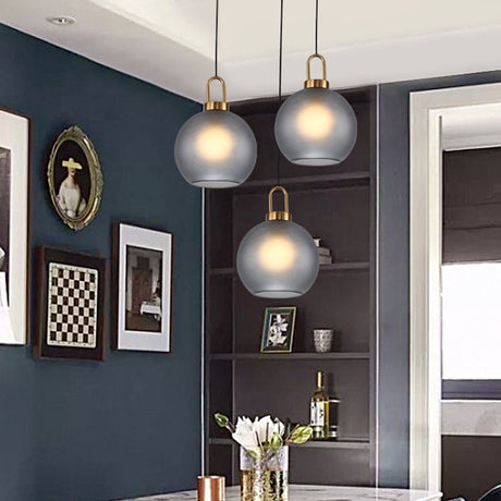 Minimalist Dining Room Pendant Light With Globe Glass Shade - 1 Head Ceiling Fixture