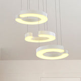 C-Shaped Hanging Led Pendant Lamp With Minimalist Metal Design In Warm/White Light White / Warm
