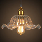 Industrial Clear Glass Flower Suspension Pendant Light - Perfect For Dining Room 1 Bulb Fixture