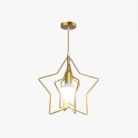 Nordic Style Gold Metal Wire Cage Pendant Light For Dining Room Ceiling / Star