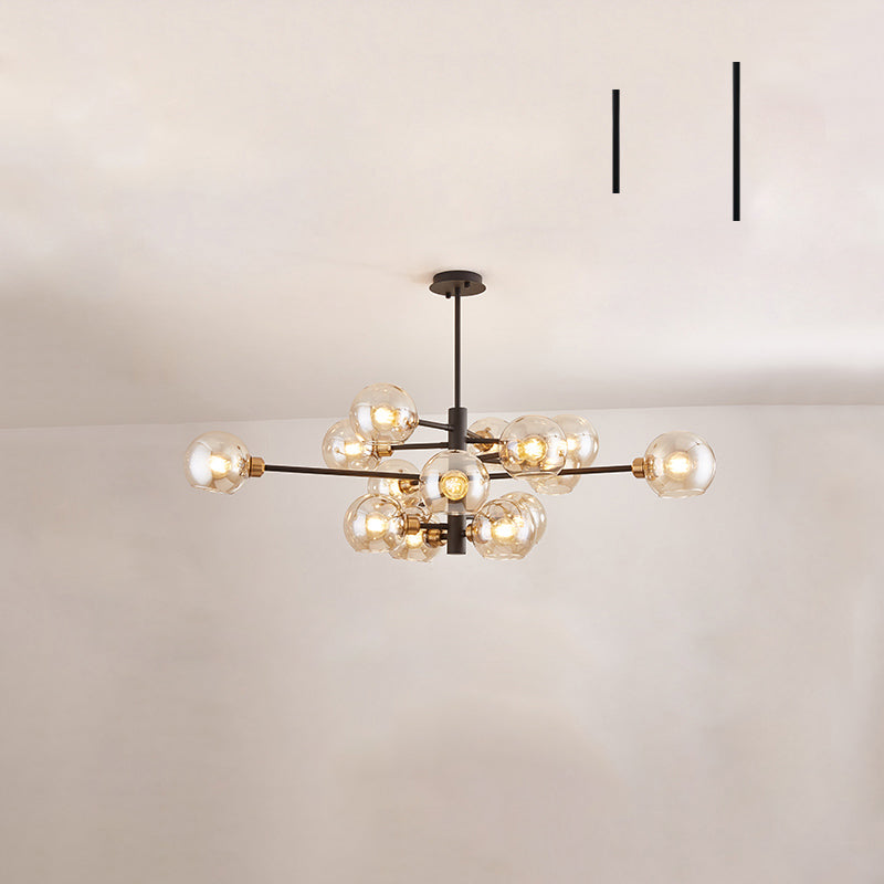 Sleek Postmodern Sputnik Chandelier For Living Room - Stylish Glass Ceiling Light Fixture 15 / Black