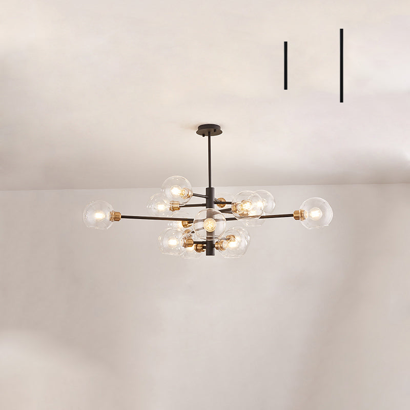 Sleek Postmodern Sputnik Chandelier For Living Room - Stylish Glass Ceiling Light Fixture 15 / Black