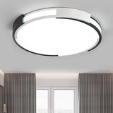 Modern Black And White Drum Flush Mount Ceiling Light Fixture - 18/23.5 Wide Metal Led Recessed