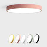 Ultrathin Round Flush Mount Led Ceiling Light For Childs Room - Macaron Metal Finish