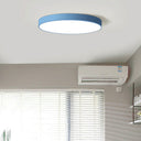 Ultrathin Round Flush Mount Led Ceiling Light For Child’s Room - Macaron Metal Finish Blue / 9’
