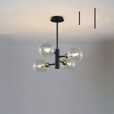 Modern Glass Dining Room Chandelier - Domed Hanging Lamp 4 / Black Clear