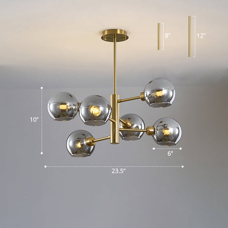 Modern Glass Dining Room Chandelier - Domed Hanging Lamp