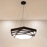 Hexagonal Metal Pendant Light - Contemporary Led Hanging Lamp For Dining Room. Available In Black Or