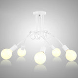 Loft Style Metal Flush Chandelier With Open Bulb Design For Bedroom Ceiling 5 / White