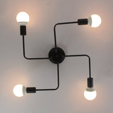 Vintage Black Spider Flush Mount Ceiling Light For Living Room - Metal Semi