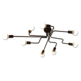 Vintage Black Spider Flush Mount Ceiling Light For Living Room - Metal Semi