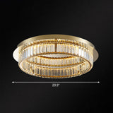 Modern Gold Flushmount Ceiling Light For Bedroom With Prismatic K9 Crystal And Circle Design
