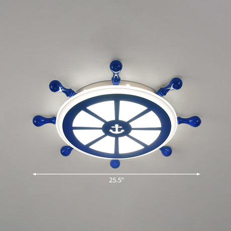 Rudder Kids Ceiling Lamp In Navy Blue - Creative Led Flush Mount Light