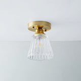 Single Brass Shaded Flushmount Bathroom Ceiling Light In Countryside Style / Wine Glass