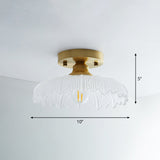Single Brass Shaded Flushmount Bathroom Ceiling Light In Countryside Style