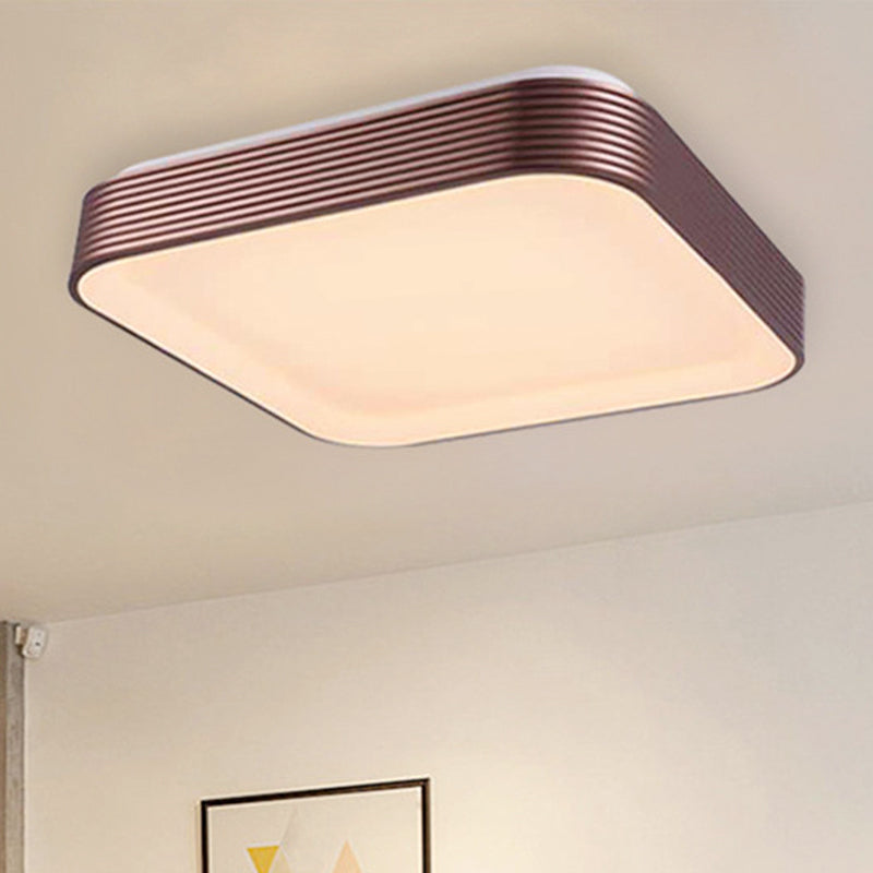 Modern Acrylic Square Ceiling Light - 18/23.5 Wide Dark Red Led Flush Mount Fixture / 18
