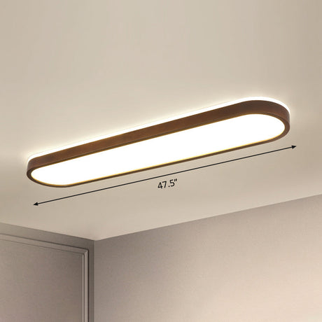 Simplicity Wooden Brown Led Ceiling Light For Aisle - Surface Mount