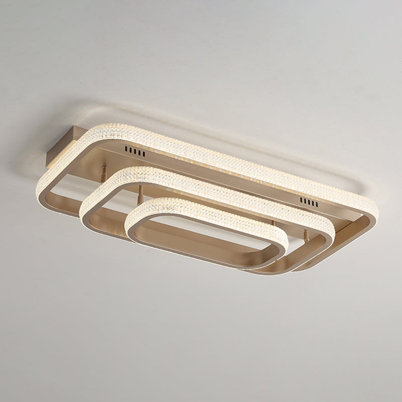 Modern Champagne Loop Flush Mount Led Ceiling Light / 33.5 Rectangle