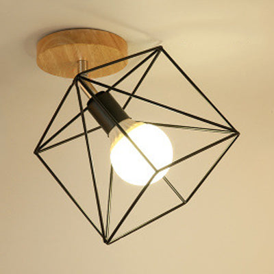 Industrial Black Metal Semi Flush Light With Adjustable Squared/Globe Design - Ideal For Corridors /