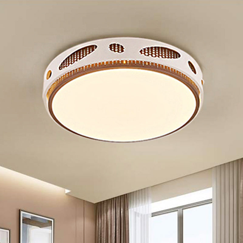 Round Led White Flushmount Ceiling Light Fixture With Simplicity Acrylic Warm/White Lighting