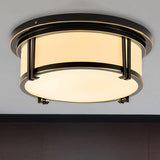 Classic Frosted Glass Led Flush Mount Lamp - Black/Brass Finish Warm/White Light Perfect Living Room