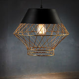 Modern Wire Cage Pendant Light - 1-Light Metallic Hanging Ceiling In Black For Bar