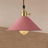 Industrial Style Conic Shade Ceiling Light With Gray/White/Pink Pendant Design Pink