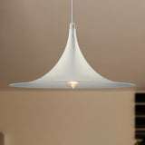 Contemporary Metallic Ceiling Light With Flared Shade - Bedroom Pendant Lighting In White/Black