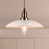 Stylish Metal Pendant Light With Cone/Saucer/Dome Shade - Loft Design In White Ideal For Restaurants