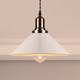 Stylish Metal Pendant Light With Cone/Saucer/Dome Shade - Loft Design In White Ideal For Restaurants