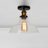 Vintage Barn Semi-Mounted Ceiling Light With Clear/Amber Glass Shade - Ideal For Bedroom 1 Bulb