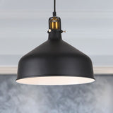 Black/White 8/12 Width Pendant Light With Barn Shade - Retro Stylish Ceiling Fixture For Dining Room