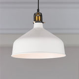 Black/White 8/12 Width Pendant Light With Barn Shade - Retro Stylish Ceiling Fixture For Dining Room