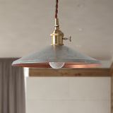 Rustic Saucer Shade Pendant Light With Adjustable Cord In Silver/Red/Blue Silver