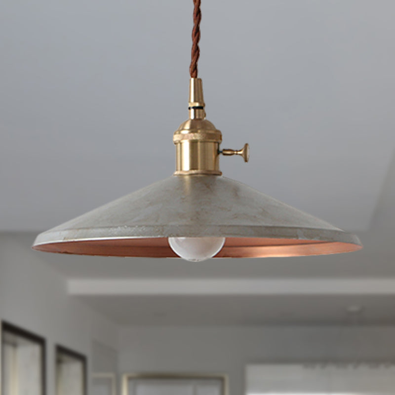 Rustic Saucer Shade Pendant Light With Adjustable Cord In Silver/Red/Blue