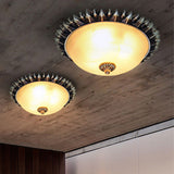 Vintage Black Sunburst Ceiling Light With Opal Glass For Living Room - 9/15 Wide
