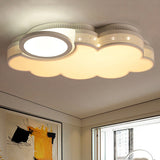 Modern White Flush Mount Led Ceiling Lamp For Baby Room Cloud Acrylic Metal Light Fixture