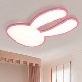 Bunny Ceiling Lamp For Baby Girls Room - Acrylic Led Mount Light With Eye-Care Technology Pink /
