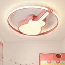 Candy - Colored Guitar Acrylic Flush Mount Led Ceiling Light For Game Rooms Pink / 18’ White
