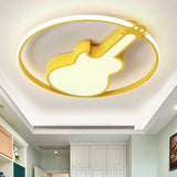 Candy - Colored Guitar Acrylic Flush Mount Led Ceiling Light For Game Rooms Yellow / 18’ Warm
