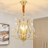 Modern Black/Gold Branch Crystal Chandelier With 3 Bulbs - Perfect For Dining Room