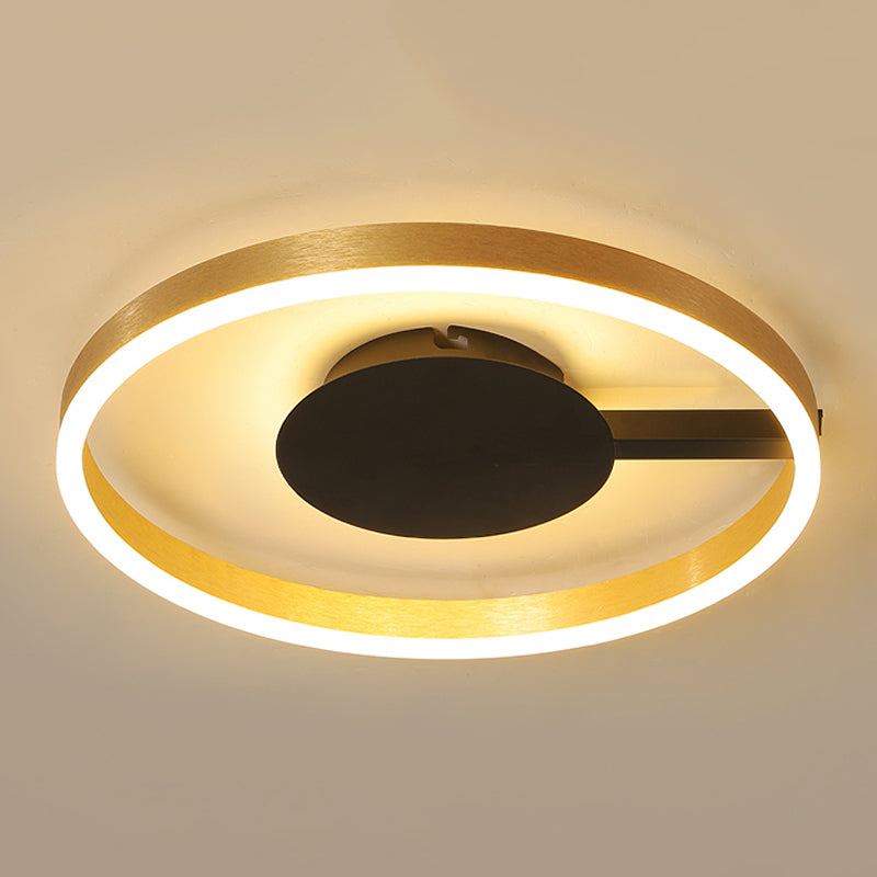 Gold Acrylic Led Flush Ceiling Light For Study Room / 16 White