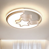 Modern Metal Star And Moon Flush Mount Ceiling Light White Etched Finish For Foyer /
