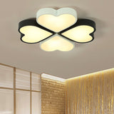 Kids Designer Heart Flush Mount Ceiling Light With Acrylic Fixture - Ideal For Bedrooms Black-White