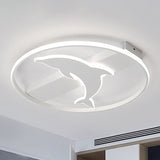 Dolphin Ceiling Mount Light - Led Flush Acrylic Animal Lamp In White Finish