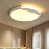 Modern White Led Flush Mount Ceiling Light Fixture With Acrylic Shade Warm/White Lighting 16/19.5